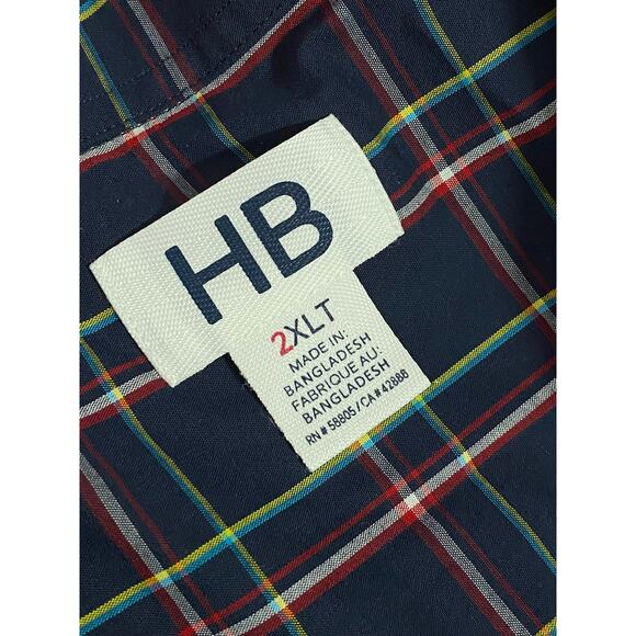 Harbor Bay Shirt Mens 2XLT Tall XXL Blue green Plaid Long Sleeve Button Down - Picture 5 of 7